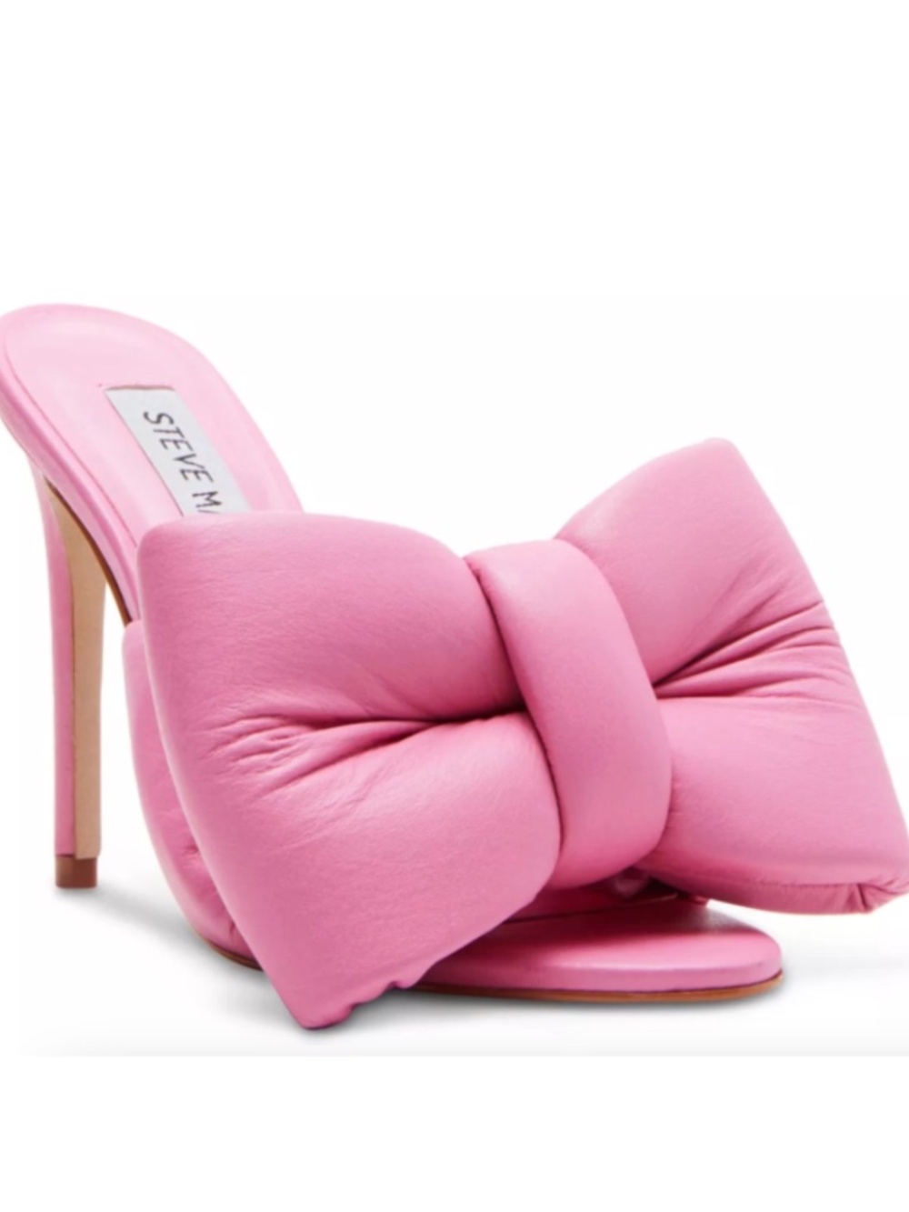 Steve Madden INDULGE Puffy Puff Pink Bow High Heel Heels Sandal Mule - Size 6